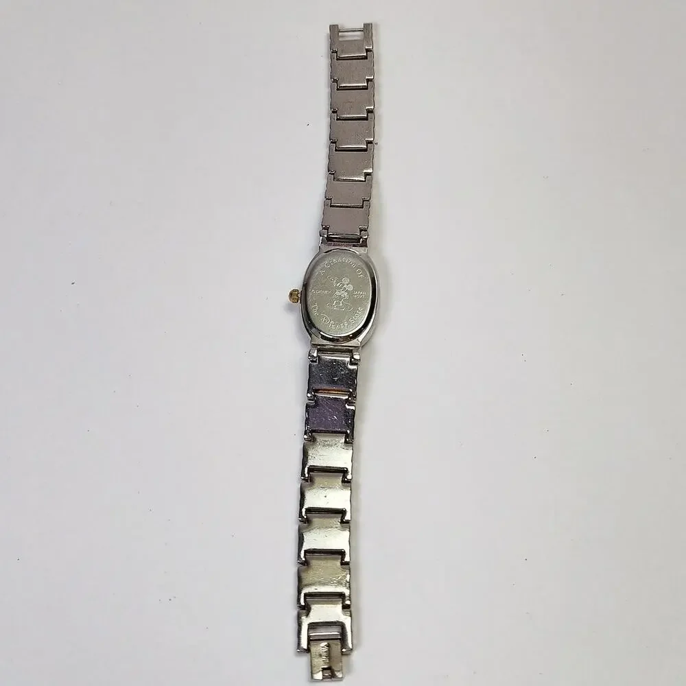 Disney Store Mickey Mouse Oval Watch Two Tone Gold Silver Bracelet